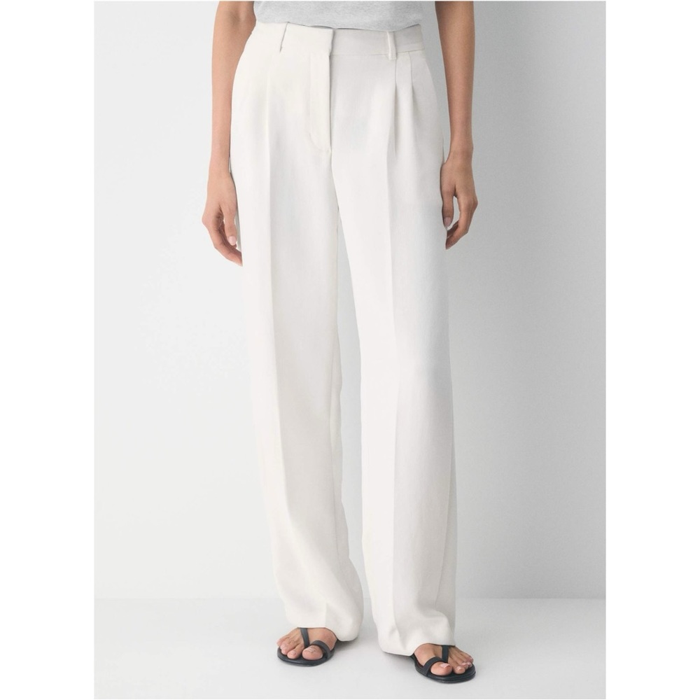 Wilfred The Effortless Pant - Cream High Waist Wide Leg Japanese Crepe Trousers